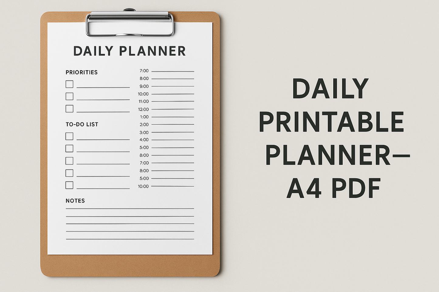 Daily Printable Planner – A4 PDF (Minimal Design)